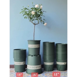 ~พร้อมส่งที่ไทย~ ไซส์ใหญ่มาก “กระถางปลูกต้นไม้ทรงมาตรฐาน​ รุ่นพิมพ์ลาย Gardening”