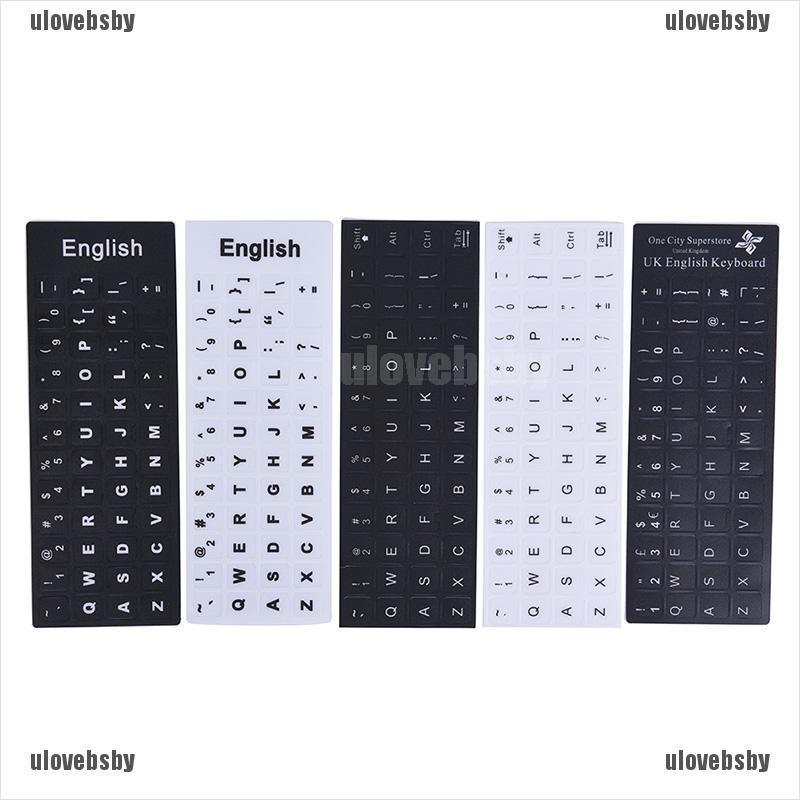 ulovebsbyEnglish Keyboard Replacement Stickers White on Black Any PC