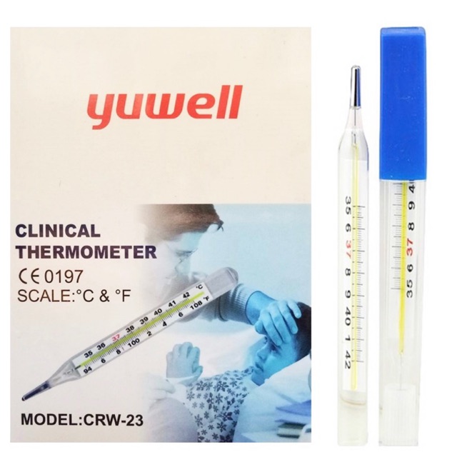 เครื่องวัดอุณหภูมิ ยี่ห้อ yuwell รุ่น CRW-23 บรรจุ 1 ชิ้น (ปรอทวัดไข้ ทางปาก-รักแร้ Clinical Thermometer)
