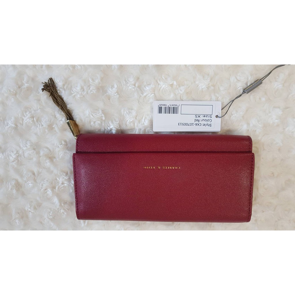 กระเป๋าสตางค์ Charles &amp; Keith CK6-10700513 สีแดง sizeXS แท้ 100%