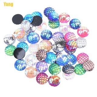 Yang cabochons สร้อยข้อมือเรซิ่น ลายเกล็ดปลา 12 มม. 50