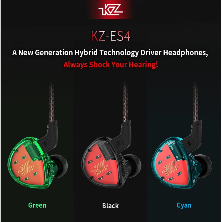 KZ ES4 1BA พร้อม 1DD Hybrid In Ear หูฟัง HIFI DJ Monito Running Sport หูฟังหูฟัง Earbud KZ AS10 KZ Z