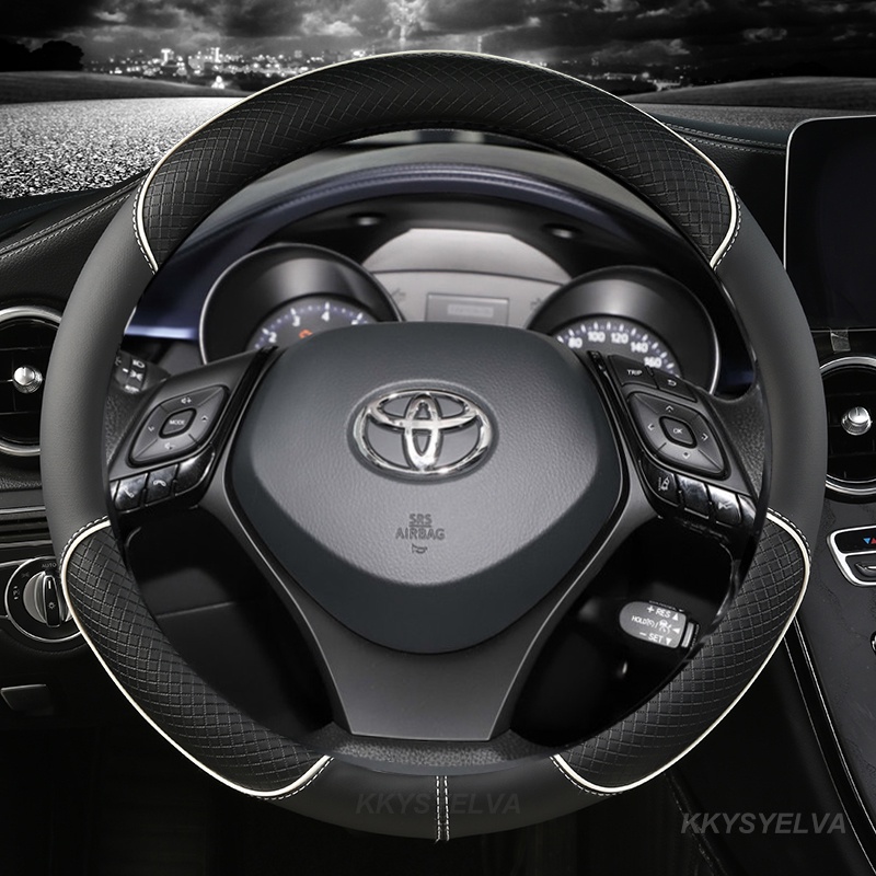 ปลอกหนังหุ้มพวงมาลัยรถยนต์ ไมโครไฟเบอร์ 15 นิ้ว 38 ซม. สําหรับ Toyota Camry Corolla Harrier Fortuner Yaris CHR Vios Prius Alphard