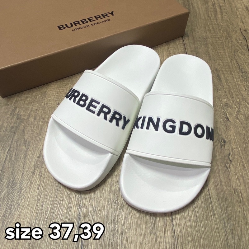 Burberry slides / sandals / flip flop size 36 37 39 รองเท้าแตะ สีดำ สีขาว  เบอเบอร์รี่ ของแท้ ส่งฟรีEMSทั้งร้าน | Shopee Thailand