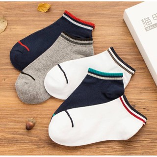 🔥ⓝⓔⓦ🔥 ถุงเท้าข้อสั้น สีพื้น ถุงเท้าแฟชั่น ถุงเท้า เนื้อผ้านุ่ม ระบายอากาศ Socks 袜子 (คละสี)