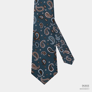 green Paisley golden brown Necktie-เนคไทสีเขียวลายลูกน้ำ