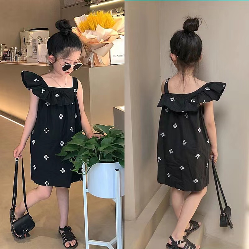 NANA พร้อมส่ง 2220171ชุดเดรสเด็กผู้หญิง กระโปรงเด็กผู้หญิงแขนกุดลายดอก เนื้อผ้าใส่สบาย