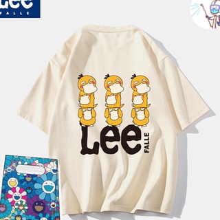 [S-5XL]Leefalle เสื้อยืดแขนสั้นลําลอง ผ้าฝ้าย พิมพ์ลายการ์ตูนเป็ด เข้ากับทุกการแต่งกาย สําหรับคู่รัก