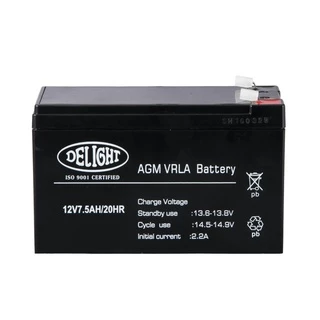 DELIGHT แบตเตอรี่ 12V 7.5AH/20Hr DELIGHT Black # โปรพิเศษ #