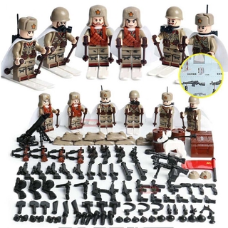 WWII Soviet Russian Soldiers Mini Figures Military Ski Russia WW2 Set Fit Lego