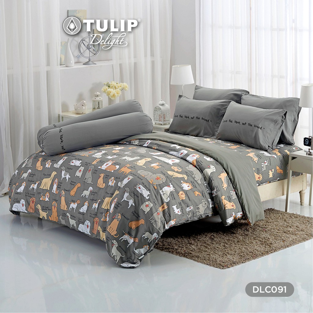 TULIP Delight หมาจ๋า DLC091 ลิขสิทธิ์แท้ ชุดผ้าปูที่นอน ผ้าห่ม ผ้านวม พิมพ์ลายการ์ตูน ให้สัมผัสนุ่ม