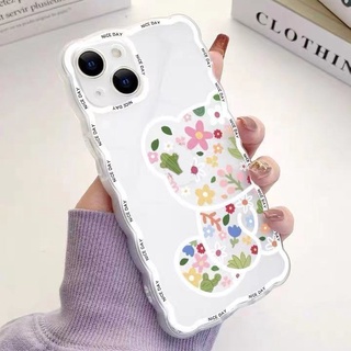 เคสโทรศัพท์มือถือ ลายดอกไม้ หมี สําหรับ Iphone 13 Pro Max Case 12 11 XS XR X 8 7 6 6s Plus SE2020