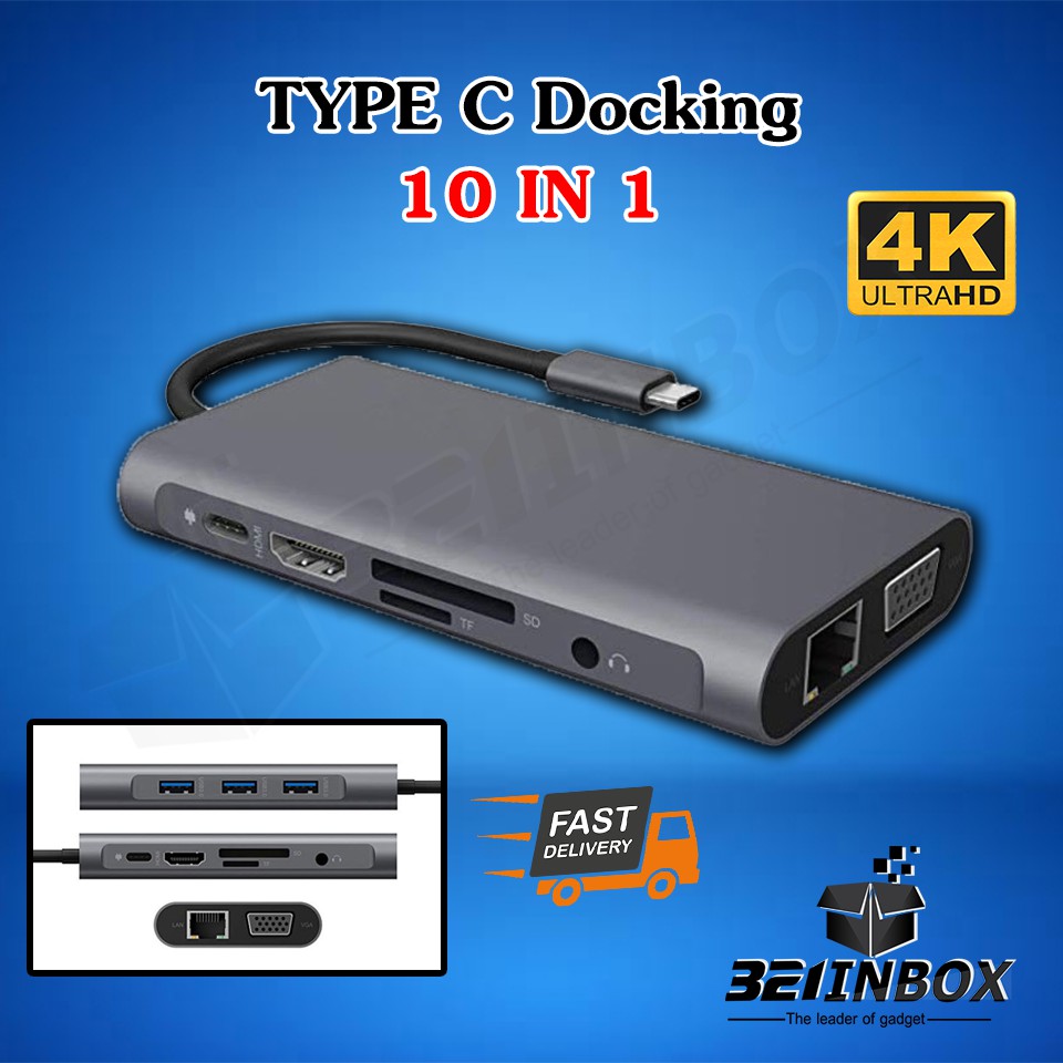10IN1 Type C Docking USB C HUB Type C to HDMI / PD / VGA / RJ45 / Audio Port / SD / TF / USB 3.0 พร้อมส่ง จากไทย #3