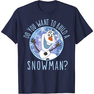 เสื้อยืดสีขาวเสื้อยืดแขนสั้นลําลอง ผ้าฝ้าย พิมพ์ลาย Disney Frozen Olaf Do You Want To Build A Snowman แฟชั่นสําหรับผู้ชา