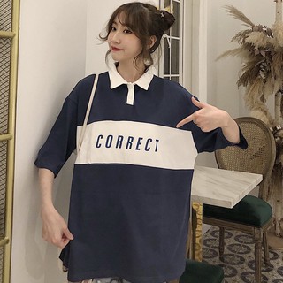 SUNDAY2020🎀 เสื้อยืดคอปกสกรีน CORRECT สุดแนวได้ทุกลุคปังทุกแนวใส่กับขาสั้นก็ปัง