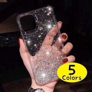 เคสโทรศัพท์ Samsung A02S A32 A52 A72 4G 5G เคสซิลิโคน TPU นุ่ม สีใส แต่งกลิตเตอร์วิบวับ