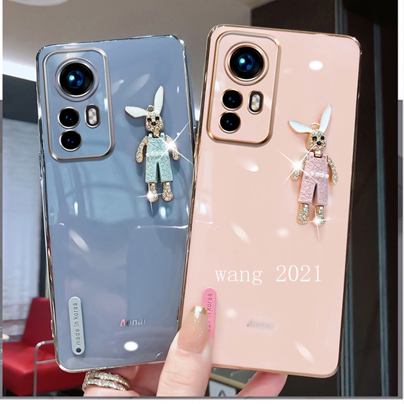 2022 New Casing Xiaomi 12T Pro 12 Lite POCO M5s C40 เคส Phone Case Straight Edge Plating with Trendy Rabbit Ultra-thin Silicone Soft Back Cover เคสโทรศัพท #8