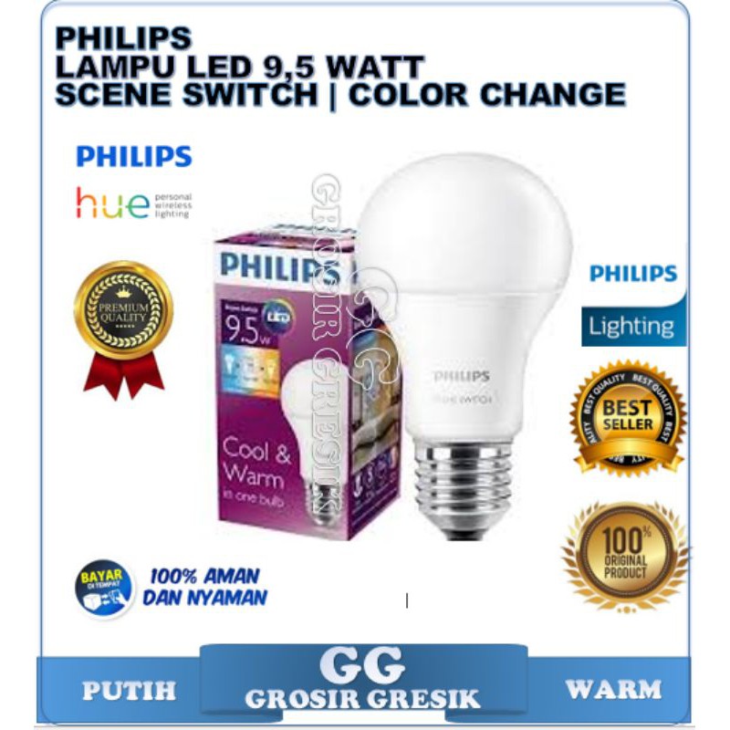 Philips LED BULB SCENE SWITCH สีขาว-WARM