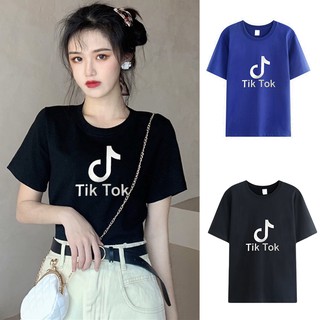 Tik Tok เรืองแสงในโลโก้สีเข้มเสื้อยืด unisex(M-L)COD zlH
