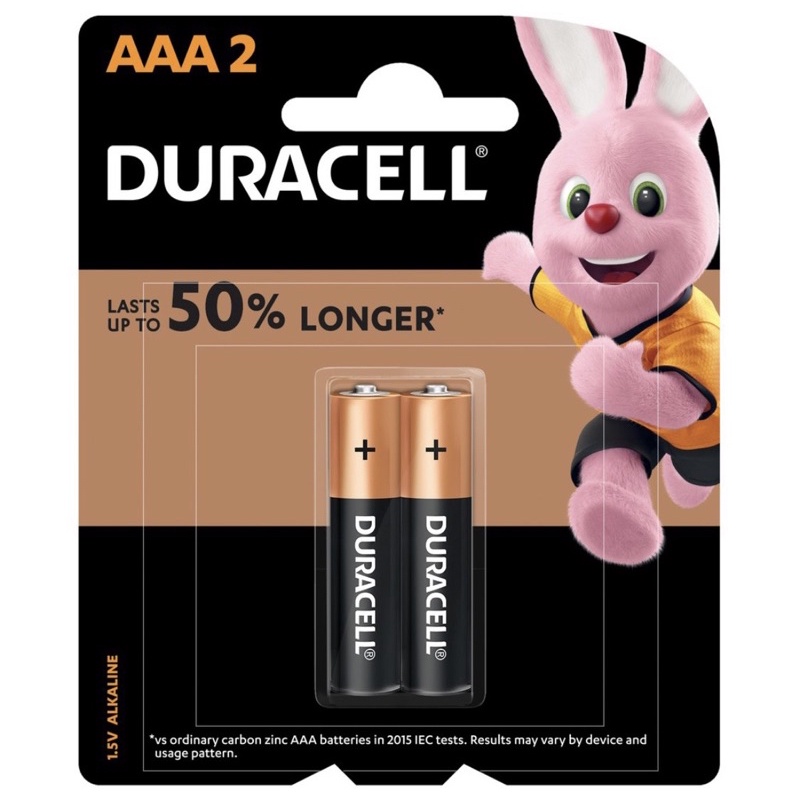 Duracell ถ่าน alkaline ขนาดAAA 1.5V แพค 2 ก้อน ของแท้(ออกใบกำกับภาษีได้)