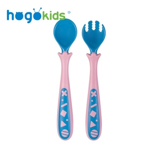Hogokids ชุดช้อนส้อมเด็กทารก ช้อนส้อม ช้อนเด็ก ช้อนซิลิโคน งอได้ สำหรับเด็ก ฝึกทานอาหาร ช้อนเด็กทารก