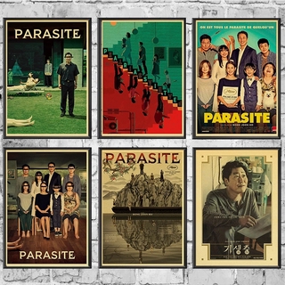 Parasite โปสเตอร์ภาพยนตร์ย้อนยุคสําหรับตกแต่งบ้าน