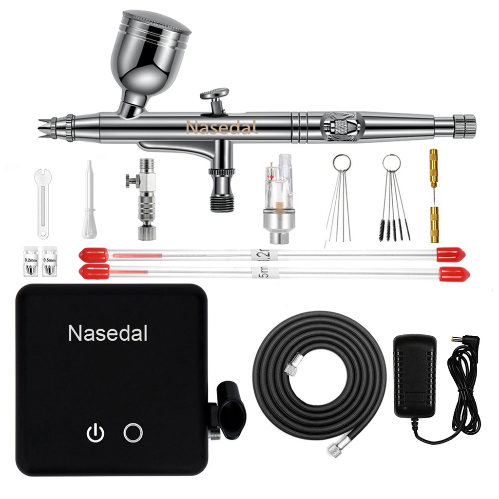 Nasedal Newest 0.3mm DualAction Black Airbrush kit with AutoStop Air
