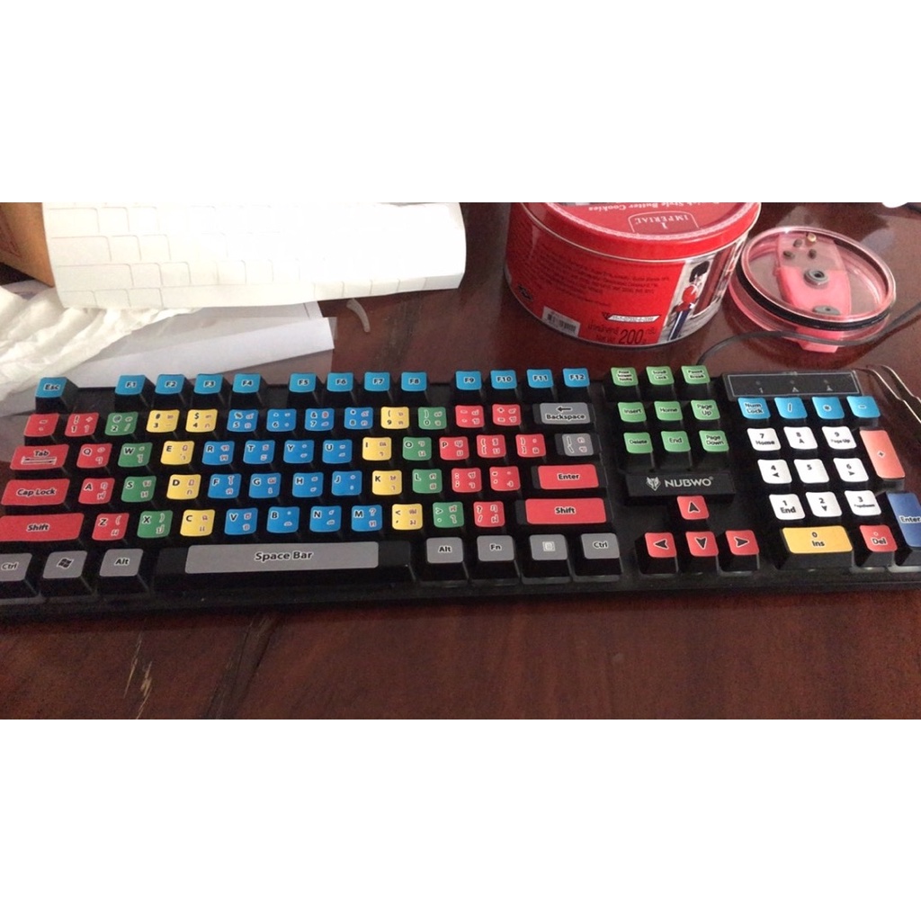 สติ๊กเกอร์แปะคีย์บอร์ดสำหรับฝึกพิมพิ์ดีด สี่เหลี่ยม (keyboard Square) ภาษา อังกฤษ, ไทย (English, Thai)