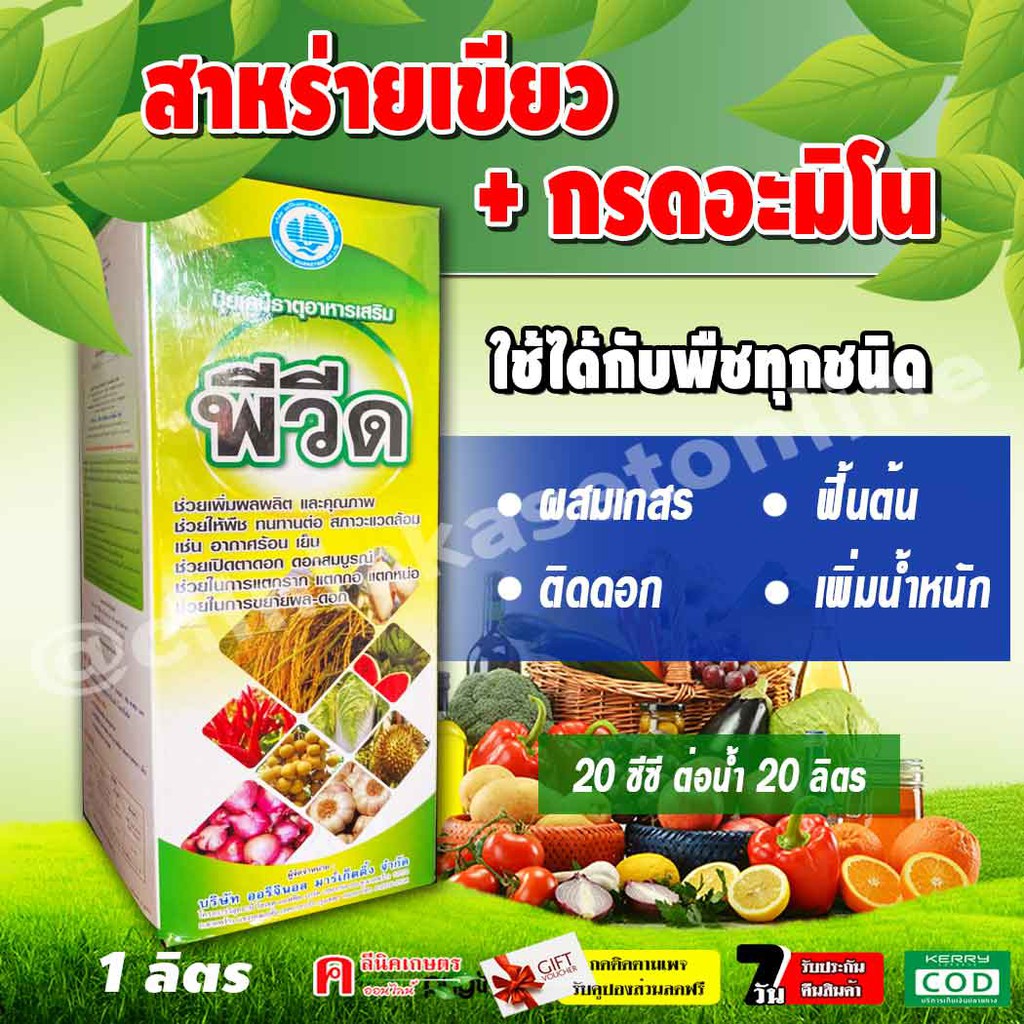 พีวีด สาหร่ายเขียว + กรดอะมิโน ฟื้นต้นโทรม ติดดอก ขยายลูก เพิ่มน้ำหนัก 4tree ปุ๋ยน้ำ ฮอร์โมนพืช ปุ๋ย ธาตุอาหารรอง