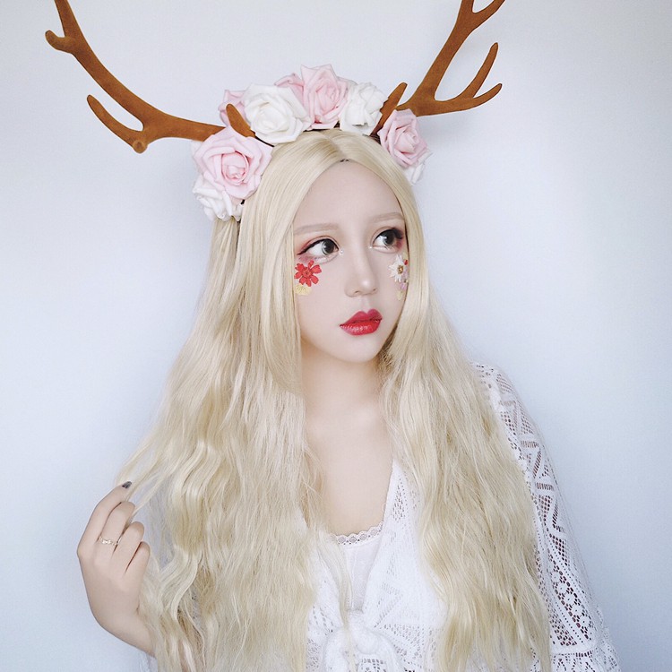 Lolita Sweet Corn Hot Wig Masculine Girl Light Golden Fake Hair