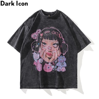 เสื้อยืด ผ้าฝ้าย พิมพ์ลาย Dark Icon No Hand Feeling สไตล์ฮิปฮอป โอเวอร์ไซซ์ สําหรับผู้ชาย