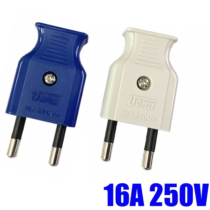 VENAวีน่า  ปลั๊กตัวผู้ 2 ขากลม ตัวผู้  คละสี 16A 250V มีมอก.