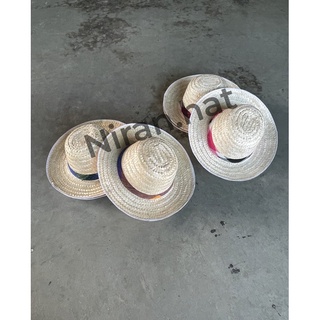 หมวกคอผ้าลาย ไม้ไผ่สานคาดด้วยลายผ้า ปีกกว้าง 3 นิ้ว By Niran.hat