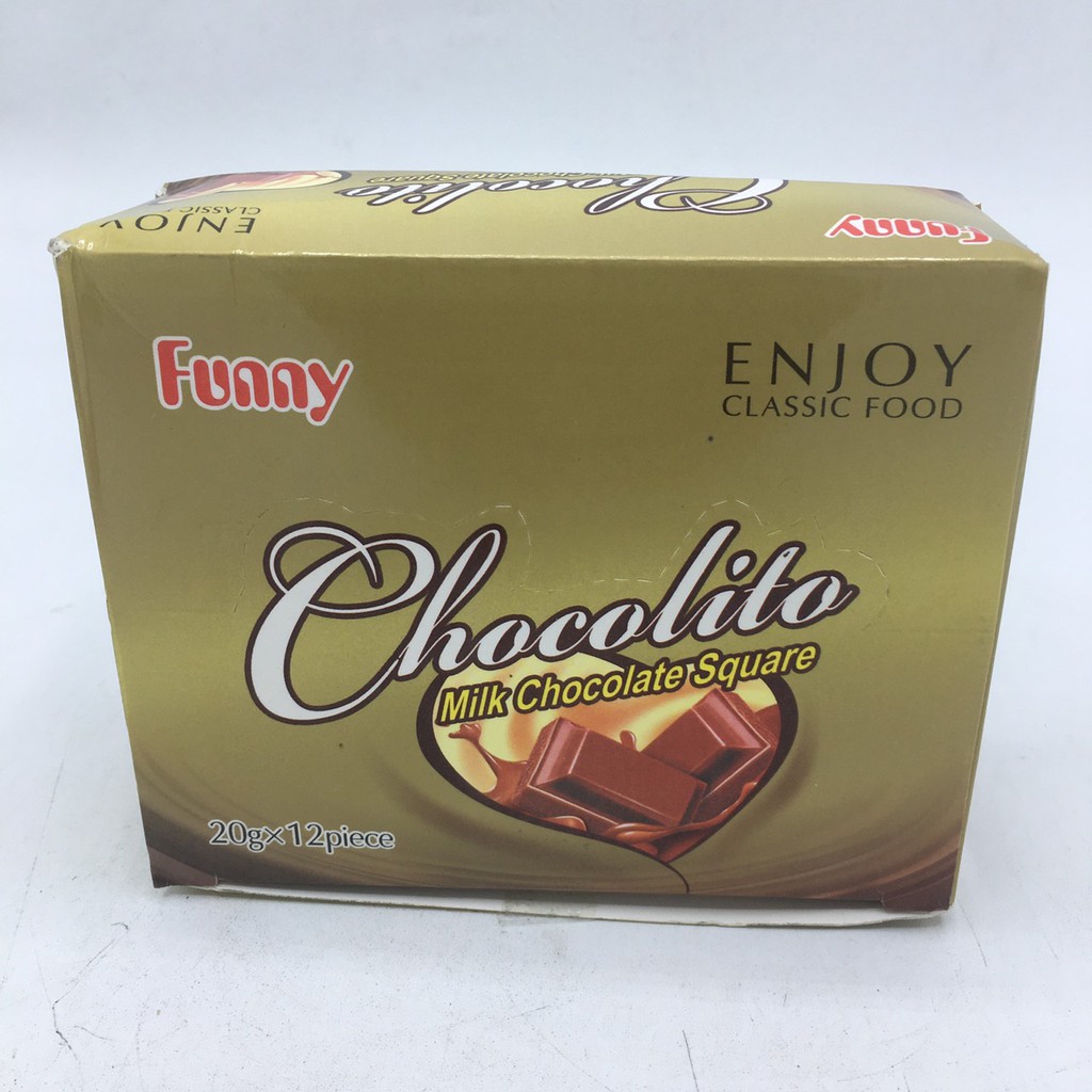 ฟันนี่ ช็อกโกแลต นมแท่งสี่เหลี่ยม บรรจุ 12 ชิ้น chocolate love