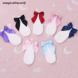 magicalhour 1Pair Bunny Ears Hair Clips Ribbon Bow Hair Clip Costume Headwear Cosplay *On sale