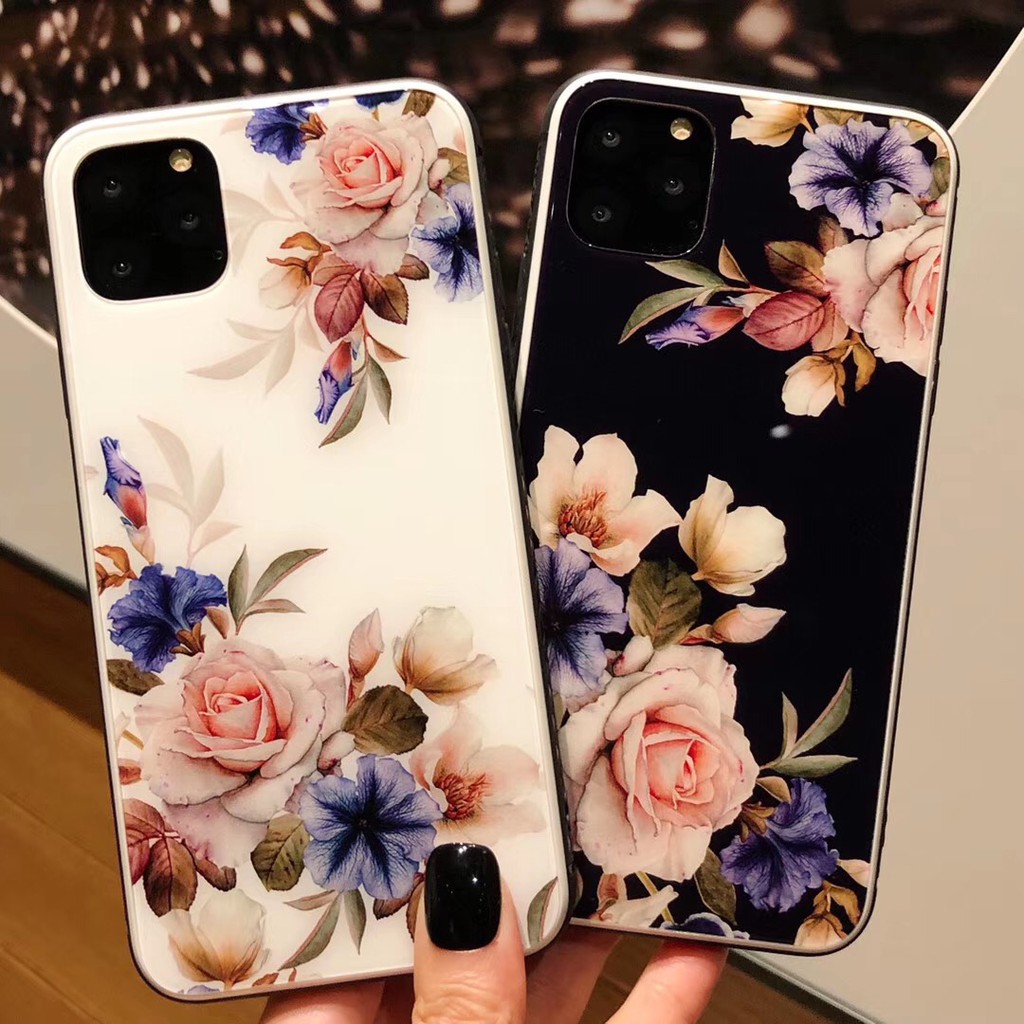 Mattel ศิลปะ โรส บัว ดอกไม้ เคส Tempered Glass Case Iphone 11 Pro Max 