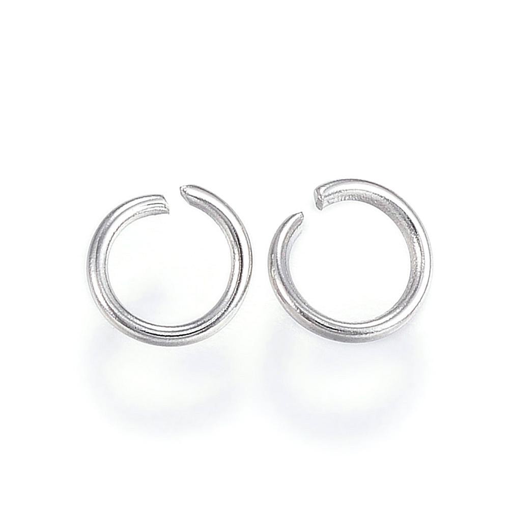 แพ็ค 100 ชิ้น ห่วง Jump Rings สแตนเลส 304 สีสแตนเลส ขนาด = เส้นผ่านศูนย์กลางนอกxความหนาลวด