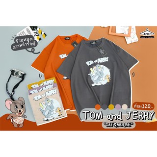 เสื้อยืด โพลีเอสเตอร์ ลาย ทอมแอนด์เจอร์รี ทอมถือไม้เจอร์รีถือระเบิด Tom And Jerry โอเวอร์ไซส์