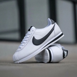 Nike cortez รองเท้าผ้าใบ สีขาว โลโก้ สีดํา สําหรับผู้ชาย ผู้หญิง ไซซ์ 36-40