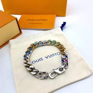 LOUIS VUITTON LV X NBA CHAIN LINKS BRACELET GOLD/MULTICOLOR สร้อยข้อมือโซ่ หลุยส์วิตตอง NBA สีทอง สลักสัญลักษณ์โมโนแกรม