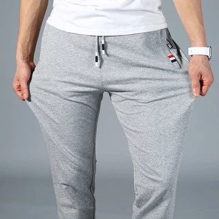 กางเกงกีฬาลำลองผู้ชาย M-5XL ไซส์ใหญ่กางเกงขายาวทรงหลวมสไตล์เกาหลีผ้าหนาเอวยางยืดมีกระเป๋าซิปคู่A19#