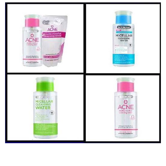 Dr Somchai acne micelar cleansing water 220 ml. หน้าใส สะอาด หมดจด ล้างเครื่องสำอางค์