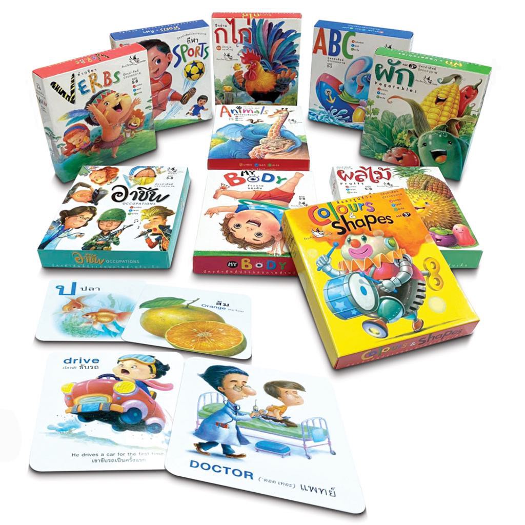Flash Card แฟลชการ์ด บัตรคำศัพท์ บัตรคำ สอนคำศัพท์ภาษาไทย-อังกฤษ บัตรภาพ