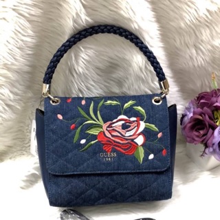 💯 New GUESS WOMEN’S EMBROIDERED FLAP SATCHEL HANDBAG 2018!!!🍭