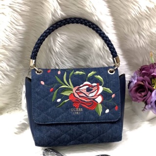 💯 New GUESS WOMEN’S EMBROIDERED FLAP SATCHEL HANDBAG 2018!!!🍭