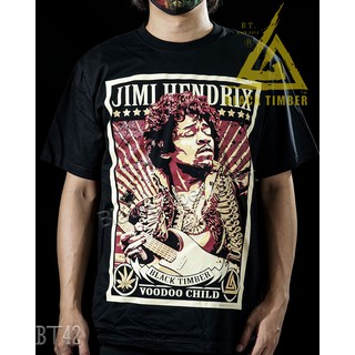 BT 42 Jimi Hendrix เสื้อยืด สีดำ BT Black Timber T-Shirt ผ้าคอตตอน สกรีนลายแน่น S M L XL XXL