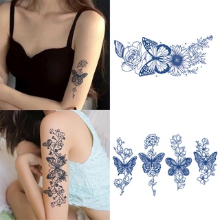 【Magic Tattoo】สติกเกอร์รอยสักชั่วคราว ลายผีเสื้อ ดอกไม้ กันน้ํา ติดทนนาน 15 วัน