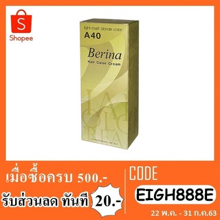 Berina A40 สีย้อมผมเบอริน่า สีบลอนด์อ่อนประกายหม่นเขียว