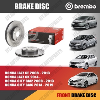 Brembo จานเบรค หน้า ดิสก์หลัง HONDA JAZZ, GE, GK, HONDA CITY GM2, GM6 ฮอนด้า แจ๊ส, ฮอนด้า ซิตี้ (จำนวน 1 คู่ = 2 ใบ)