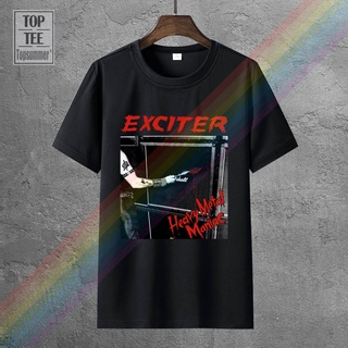 Exciter เสื้อยืดผ้าฝ้าย 100% พิมพ์ลายอัลบั้ม Heavy Metal Maniac 1983 LHZYสามารถปรับแต่งได้